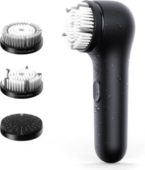 Premium Facial Cleansing Brush,Waterproof Face Scrubber,Spin & Sonic Modes with 3 Intensities,Magnetic 3-Head System for Deep Pore Cleaning, Gentle Exfoliation & Sensitive Skin Care – for Women & Men