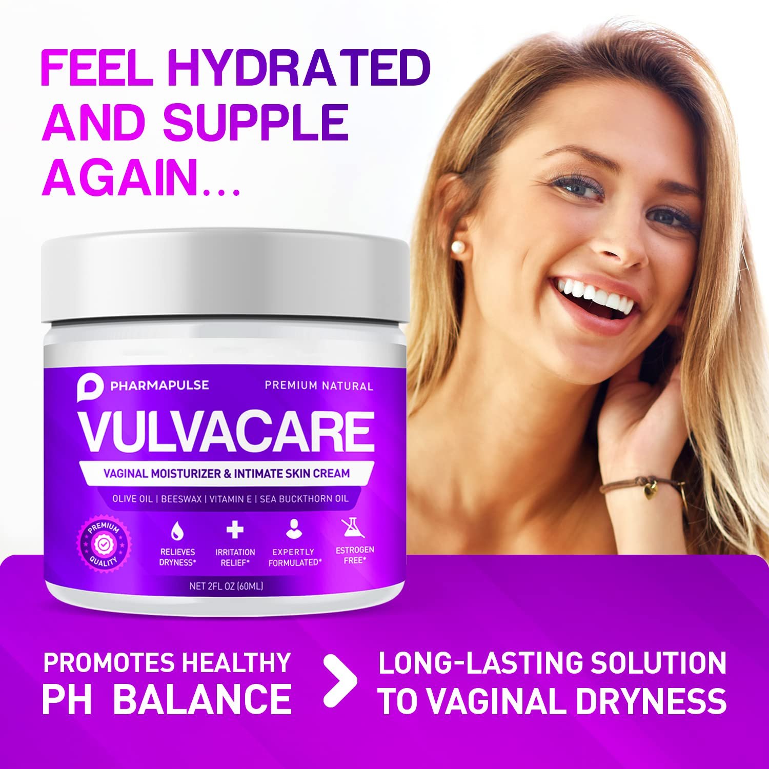 Pharmapulse Vaginal Moisturizer, Vulva Balm Cream, Intimate Skin Care, Menopause Support - Relieves Dryness, Itching, Burning, Redness, Chafing, Odor, Irritation - Estrogen Free 2oz - Image 6