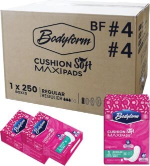 Maxi – # 4 Premium Maxi Pads, Bulk Buy 250 Counts/Case Individually Boxed and Wrapped Always Comfortable and Ultra-Absorbent