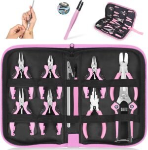Toolour Jewelry Pliers Set Jeweler Making Tools for Adults,11pcs Professional Jewelry Pliers Tool Kit with Jewellery Making Supplies for DIY Beading Crafting Crimping Cutting Repair