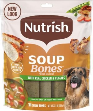 Nutrish Soup Bones Premium Dog Chews with Real Chicken and Veggies, 11 Chews, Packaging May Vary (Rachael Ray)