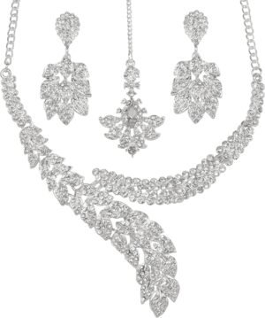 Touchstone Indian Hollywood Paisley/Scarf Crystals Jewelry Necklace Set for Women