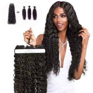 TRIIPPY Raw Cambodian Human Hair Curly Bundles,Deep Wave Bundles,Triple Lifespan Than Regular Virgin Hair,The Same Quality As Boutique Stores,No.1 Raw Hair Brand On Amazon(3 Bundles,22 24 26 Inches)
