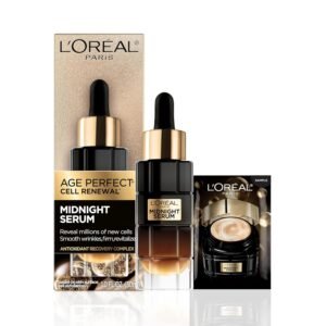 L’Oreal Paris Age Perfect Anti-Aging Midnight Face Serum, Reduce Wrinkles 1oz + Eye Cream Sample