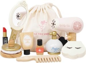 Le Toy Van – Wooden Cosmetic Set With Bag Role Play Toy | Star Beauty Bag Pretend Play Set – Suitable For 3 Years +