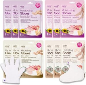 Epielle Hydrating & Moisturizing Hand & Foot Masks 12 Pairs, Relieve and Soften Dry Hands & Cracked Heels with Shea Butter & Sunflower Seed Oil, Korean Skin Care, Spa Set, Self Care Gifts for Women