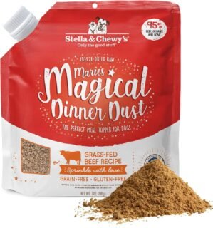 Stella & Chewy’s Freeze-Dried Raw Marie’s Magical Dinner Dust – – Premium Beef Dog Food Topper with Organic Fruits & Vegetables – Perfect for Picky Eaters – 7oz