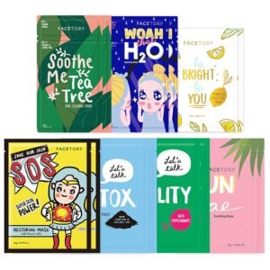 FACETORY K Beauty Face Mask Skin Care – BEST OF 7 COLLECTION Sheet Mask Set (14 pc) | Natural Premium Korean Face Mask For All Skin Types – No Sulfates No Parabens