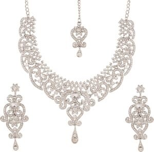 Touchstone Indian jewelry set for women bollywood gold jewellery wedding outfits necklace sets earrings bridal maang tikka fancy costume girls big desi accessories rhinestone in gold or silver tone