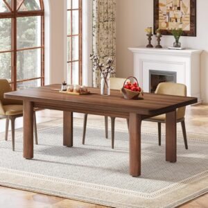 Tribesigns Farmhouse Wood Dining Table for 4-6 People, 63” Large Rectangle Kitchen Table, Dinner Table Kitchen & Dining Room Furniture with with Solid Wood Legs