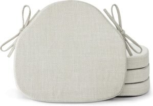 Shinnwa Kitchen Chair Cushions Set of 4, High-Resilience Foam Windsor Seat Pads, Dining Chair Cushions with Ties & Textured Cover, 4 Pack, 16.5 x 15.5 x 2, Off White