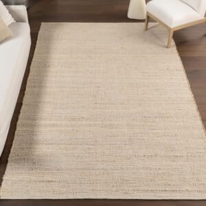 nuLOOM 2’6″ x 6′ Elfriede Jute & Cotton Hand Woven Area Rug, Natural, Solid Rustic Farmhouse Style, Weaved Design, Natural Fiber, For Bedroom, Living Room, Dining Room, Hallway, Office, Entryway
