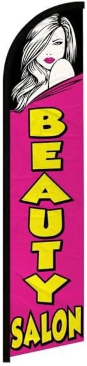 Beauty Salon King Flags – Pack of 2 | 11.5 ft x 2.5 ft Outdoor Advertising Flags for Hair & Beauty Salon | Weatherproof Polyester (Mount and Poles Not Included)