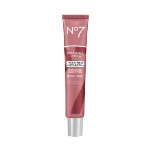 No7 Restore & Renew Multi Action Serum for Face & Neck – Anti Aging Serum for Neck Firming and Tightening – Infused with Hydrating Collagen Peptides & Hyaluronic Acid for Crepey Skin (1.69 Oz)
