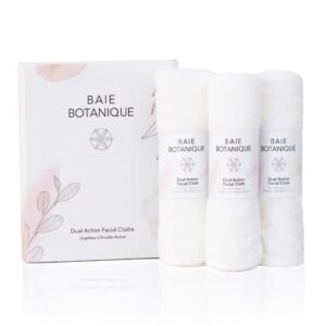 Dual Action Facial Cloth, Luxury Cotton Muslin and Bamboo Rayon Ultra-Soft Terry Set of 3-100% Natural