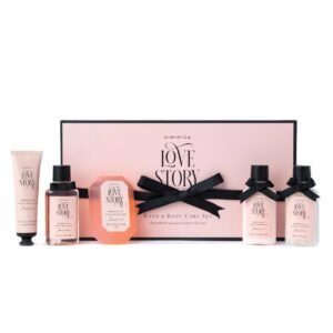 Love Story Luxury Bath & Body Care Gift Set | with Notes of Gardenia & Night Blooming Jasmine | Includes Bath Salt, Body Wash, Body Lotion, Bathing Bar & Hand Cream | 5 Piece Set