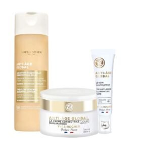 Yves Rocher Anti-Age Global Face Shine Lotion Moisturising Skin Hydration Day Care Eye and Face Cream Set of 3-122ml / 4.1 flOz and 15 ml./0.5 fl.oz. and 50 ml./1.7 fl.oz.