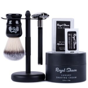 Luxury Safety Razor Shaving Kit by Royal Shave, Complete 6 Piece Shaving Gift Set for Men, Essential Wet Shaving Grooming Kit (Sweet Tobacco)