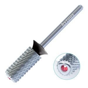 Tungsten Carbide Acrylic Nail Drill Bit Professional Efile Chrome 6.6mm Red Crystal Top Large Barrel Nail Bits 3/32″ 2 Way Beginner Electric File Manicure Art Polishing Remove Gel XC