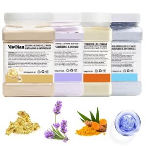 Jelly Mask For Facials Professional Jelly Mask Powder Turmeric Hydrating Rubber Luxury 24K Gold Provence Lavender Mask Jelly Face Masks Diy Spa Face Skin Care Mask (4 Packs)