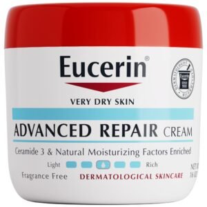 Eucerin Advanced Repair Body Cream for Very Dry Skin, Fragrance Free Daily Body Moisturizer, 16 Oz Jar