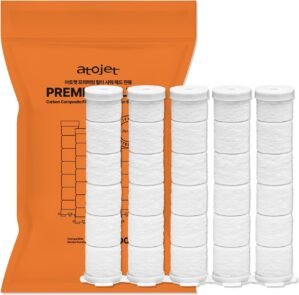 Premium Showerhead Replacement Filters Crafted With Korea’s Luxury Beauty Culture – Pure Carbon Filters (5 Filters) – Compatible with Atojet JNE300 (JNE300-FLT-5PC)