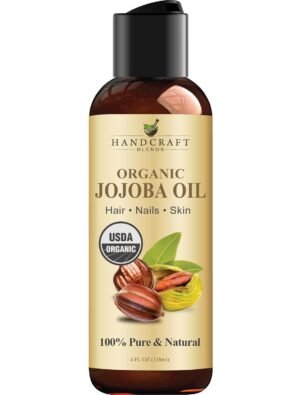 Handcraft Blends USDA Organic Jojoba Oil – Cold-Pressed 4 Fl Oz – 100% Pure and Natural – Premium Grade Carrier Oil for Skin and Hair – Hair and Body – Massage – Hexane-Free