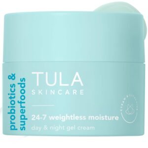 TULA Skin Care 24-7 Weightless Moisture Hydrating Day & Night Cream – Anti-Aging Lightweight Gel Cream Moisturizer for Face, Contains Watermelon & Blueberry Extract