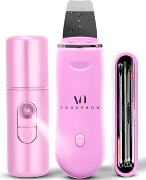 Skin Scrubber Face Spatula (Set of 3) – Deep Cleansing Blackhead Remover with Facial Mist Sprayer & Extraction Toolkit – Ultrasonic Skin Scrubber with Pore Extractor & Serum Infuser- Face Scraper Kit