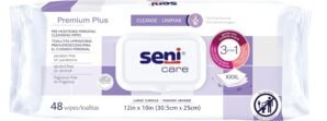 Seni Care Premium Plus XXXL (12″ x 10″), Pre-Moistened Personal Cleansing Wipes for Large Surfaces, 576 Count (12 Packs of 48 Wipes), Disposable