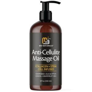 Firming Body Massage Oil with Collagen & Stem Cell – Helps Smooth The Appearance of Cellulite & Improve Skin Texture – Refreshing Aromatherapy Body Oil for Legs & Full Body – 8 Fl Oz by M3 Naturals
