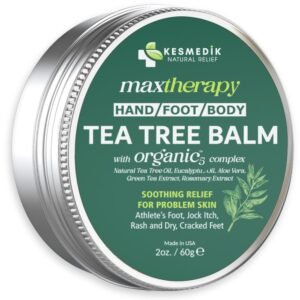 Tea Tree Oil MaxTherapy Balm, Itchy Skin Relief, Soothing for Rashes, Jock Itch, Athlete’s Foot, Chafing, Insect Bites, Folliculitis, Dry Sensitive Skin, Effective & Safe for All Ages, 1-Pack