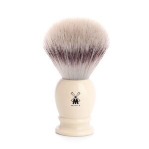 MÜHLE Classic Large Faux Ivory Silvertip Fiber Shaving Brush – Synthetic Luxury Shave Brush for Men, Rich Lather