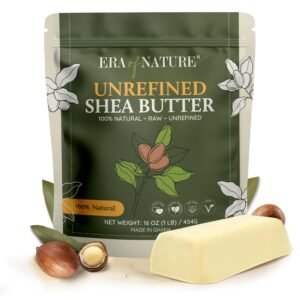era of nature Organic Unrefined Raw African Ivory White Shea Butter 16oz – Moisturizing Raw Shea Butter Bar for Skin & Hair, DIY Lip Balm Base, Cream, Soap & Lotion Making Supplies Kit, Skincare