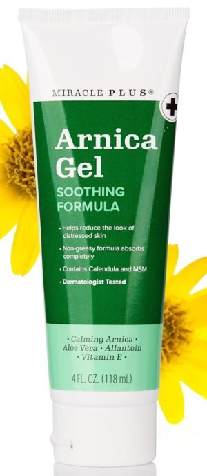 Miracle Plus Natural Arnica Bruise Body Gel | Arnica Montana Lotion For Thin Skin Bruising And Swelling After Surgery | Extra Strength Vitamin K Cream | Skin Care Arnica Ointment For Bruises, 4 Oz