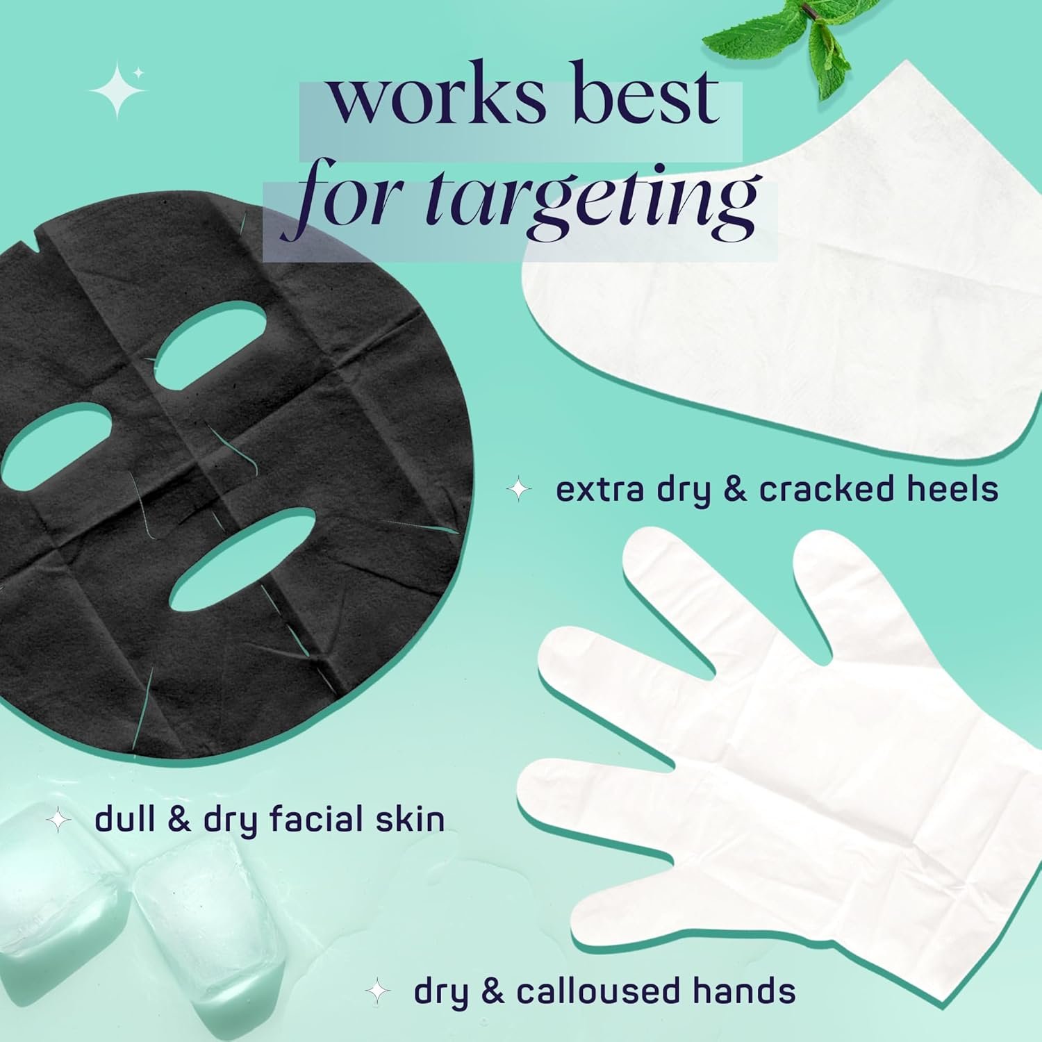 SpaLife Men's 12-Piece Spa Set: Repairing Hand Gloves for Dry Hands, Cooling Mint Foot Socks for Cracked Heels, and Moisturizing Face Mask Ultimate Men Grooming and Relaxation Gift Kit - Image 4