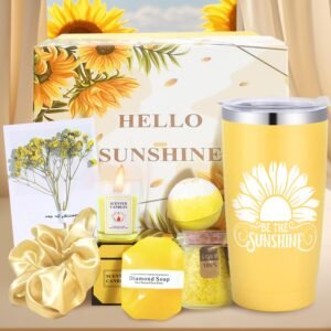 Women Spa Gift Basket Her Birthday Box Sunshine Fall Sunflower Self Care Package Get Well Soon Cheer Up Love Wellness Inspirational Thinking of You Sobriety Encouragement New Beginning Fantasy Present