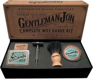 Safety Razor Shaving Kit | Vintage Wet Shave Grooming Set for Men – Includes: Safety Razor, Hair Shaving Brush, Alum Block, Shave Soap, Bowl & Double Edge Razor Blades