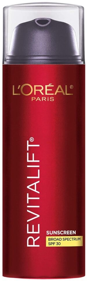 L’Oreal Paris Revitalift Triple Power Anti-Aging Broad Spectrum SPF 30 Sunscreen, Pro Retinol, Hyaluronic Acid & Vitamin C Lotion, Reduces Wrinkles 1.7 Oz