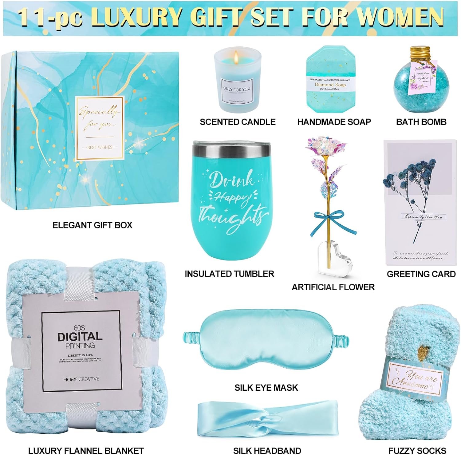 Birthday Gifts for Women Self Care Gifts Get Well Soon Gifts, Rose Relaxing Spa Gifts Basket Care Package, Luxury Flannel Blanket, Unique Mothers Day Idea Gifts for Mom Her Grandma Friend Sister Wife - Image 2