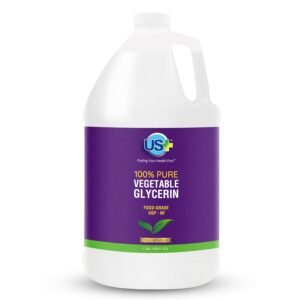 US+ 100% Pure Vegetable Glycerin – Pharmaceutical & Food Grade (USP) – Premium Quality All-Natural Moisturizer & Cleanser – For skin, hair, soaps & more (1 Gallon)