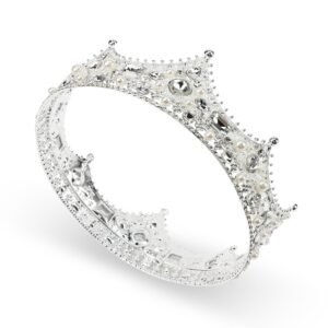 CIEHER King Crown for Men – Crystal Vintage Baroque Prom Tiara Evil Luxury Rhinestone Silver Crown for Birthday Prom Halloween Cosplay Party