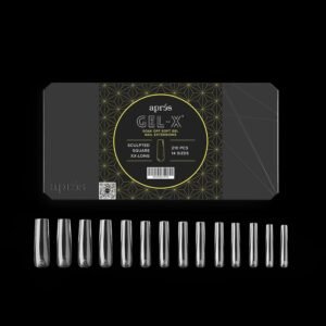 Aprés Gel-X Sculpted Box of Nail Tips, 14 Sizes 00-9, Soft Tip Box (210pcs) (Sculpted Square Extra Extra Long, 210)