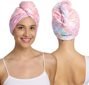 Turbie Twist 2-Pack Microfiber Hair Towel for Beauty, Travel, Gifting – Hair Wrap Turban for Straight, Wavy & Curly Hair – Premium Hair Care – Mermaid