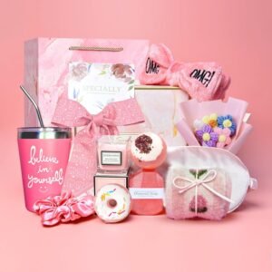 Reekei get Well Soon Care Package,15Pcs Gifts Set- Birthday Gifts for Women – Funny Gift Ideas for Friends, Coworkers, Wife, Mom, Daughter,Sister,Lavender Relaxing Gift Basket for Women,Pink style