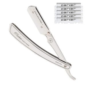Parker SRX Straight Razor – All Stainless Steel Barber Razor with Clip-Type Blade Holder for Disposable Blades – Ideal for Precision Wet Shaving at Home or Barbershop – Iconic Brand