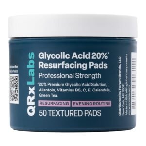 Glycolic Acid 20% Resurfacing Pads for Face & Body with Vitamins B5, C & E, Green Tea, Calendula, Allantoin – Exfoliates Surface Skin and Reduces Appearance of Fine Lines and Wrinkles – Peel Pads