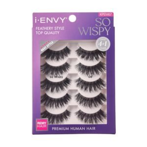 i-ENVY 5 Pairs So Wispy False Lashes, Premium Quality 100% Human Hair, Fluffy Feathered Eyelashes With Volume & Curl, Natural Look, Lightweight, Comfortable, Reusable for Everyday Wear