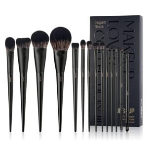 Makeup Brushes Set Jessup Make up Brushes 14Pcs Black Kabuki Foundation Eyeshadow Contour Concealer Powder Eyeliner Crease Eyebrow Blending Brush, T336