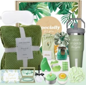 AMIDA Self Care Gifts for Women Get Well Soon Gifts Basket, Birthday Gifts for Women Care Package Relaxing Spa Gifts Thinking of You Gifts w/Blanket, Unique for Mom Her Friend Sister Wife
